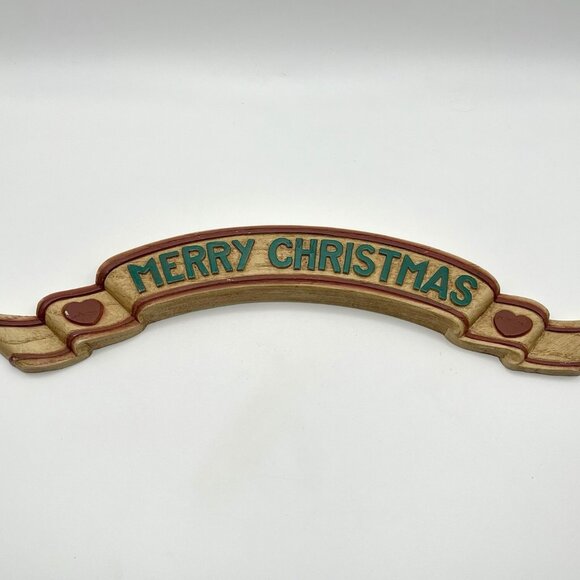 Vintage Homco Merry Christmas Wall Plaque Hanging Banner Ribbon #7503 Retro Sign - Picture 1 of 6